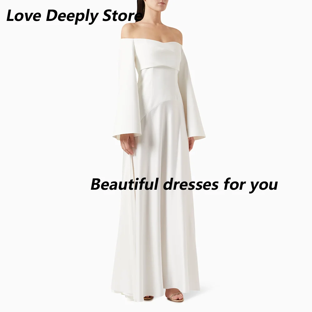 Customized Off Shoulder Long Evening Dresses Elegant White Formal Occasion Prom Gowns Wedding Party Dress for Women فساتين سهرات image 2