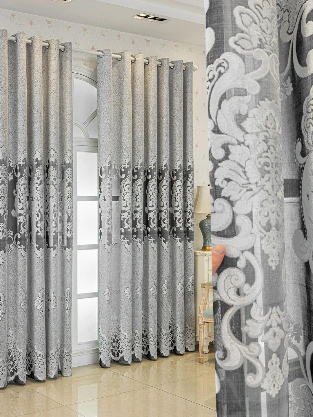 Rideaux occultants de Style européen, rideau en Chenille brodé Jacquard, rideaux pare-soleil d'isolation thermique de luxe pour la décoration de la maison