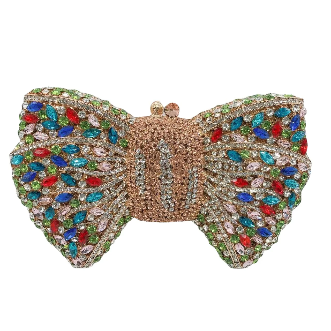 Elegant Rhinestone Bowtie Evening Bag Fashionable Luxurious Banquet Crystal Clutch Personalized Handbag Unique Diamond Party Bag