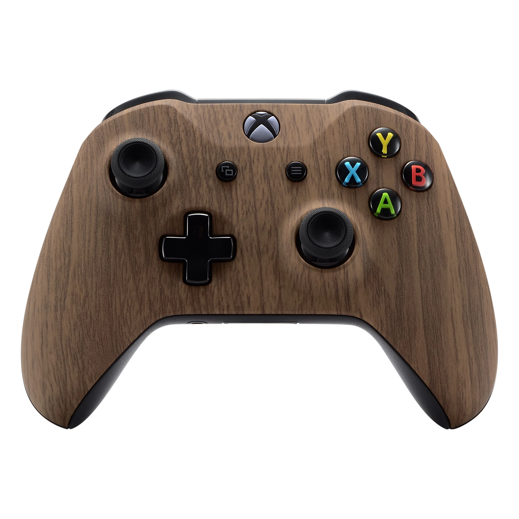 eXtremeRate Custom Soft Touch Top Housing Replacement Shell for Xbox One S Remote Controller - Wood Grain