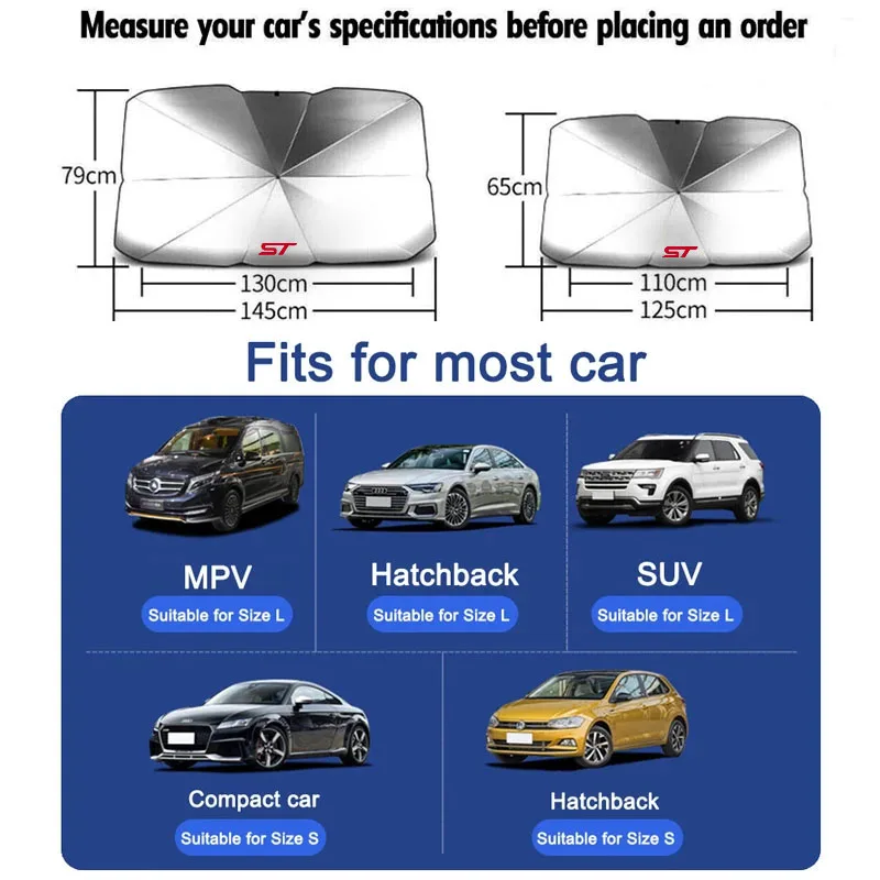 Pare-soleil de fenêtre avant de voiture, housse de pare-soleil pour Ford ST STLine Focus x 2 3 Kuga FIESTA MONDEO