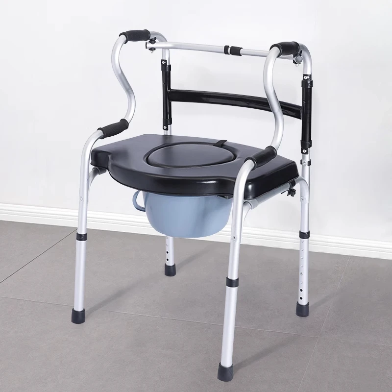 Aluminum Alloy Mobility Walkers Rehabilitation Walking Frame Elderly Shower Chair Commode Chair Foldable Walkers for The Elderly