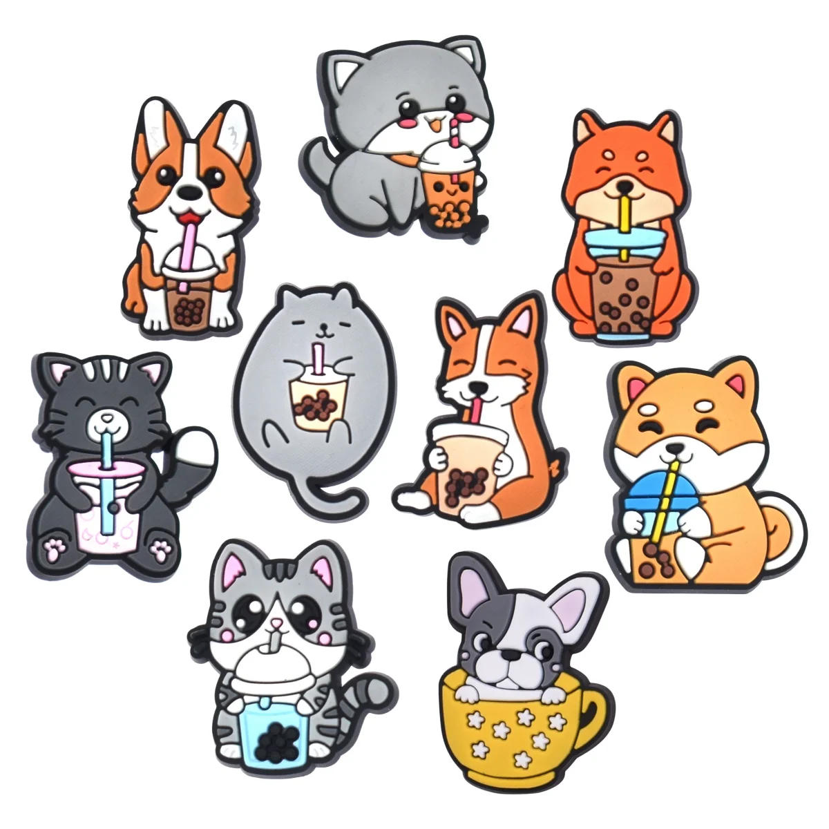 16pcs Cat Dog Animals Shoe Charms Fit for Croc Clog Sandals Decoration