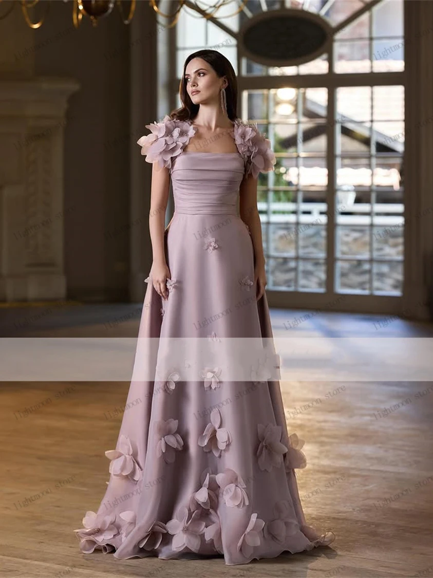 Graceful Prom Dress Modern Evening Dress 3D Appliques Sleeveless Backless Robes For Women Glamorous Vestidos De Gala Customized