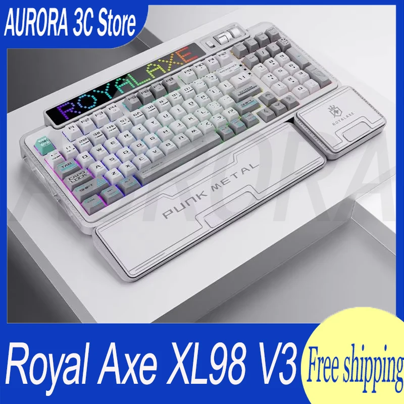 Royal Axe XL98 V3 Mechanical Keyboard with Screen Wireless Tri-mode Hot Swap Gasket 8000mAh TTC Switch Custom Esports Keyboards