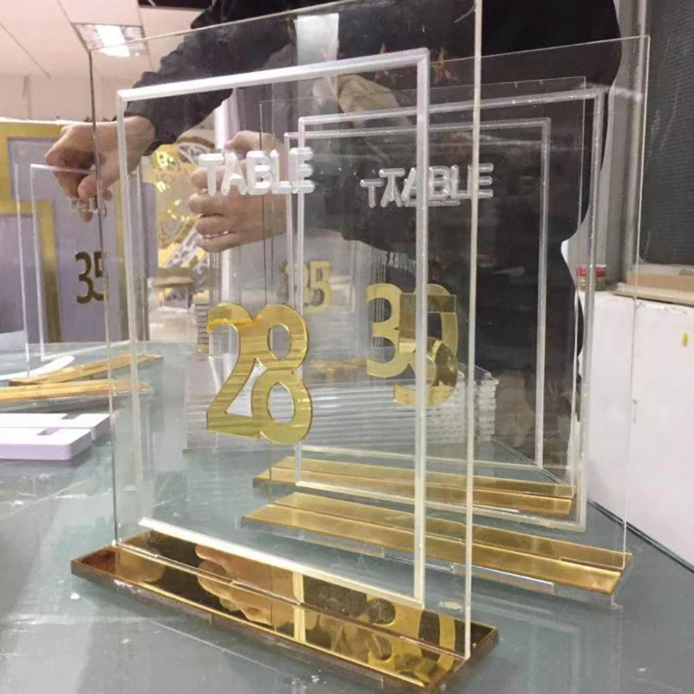 Hot Sale Wedding Decoration Items Acrylic Table Numbers Sign Customized With Acrylic Stand Hotel Decoration For Reception