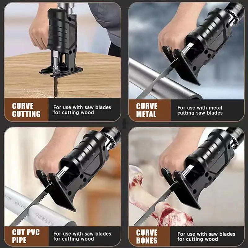 For Wood PVC Steel Pipe Cutting Portable Reciprocating Saw Adapter Electric Drill Modified Electric JigSaw Curve Saw Power Tool