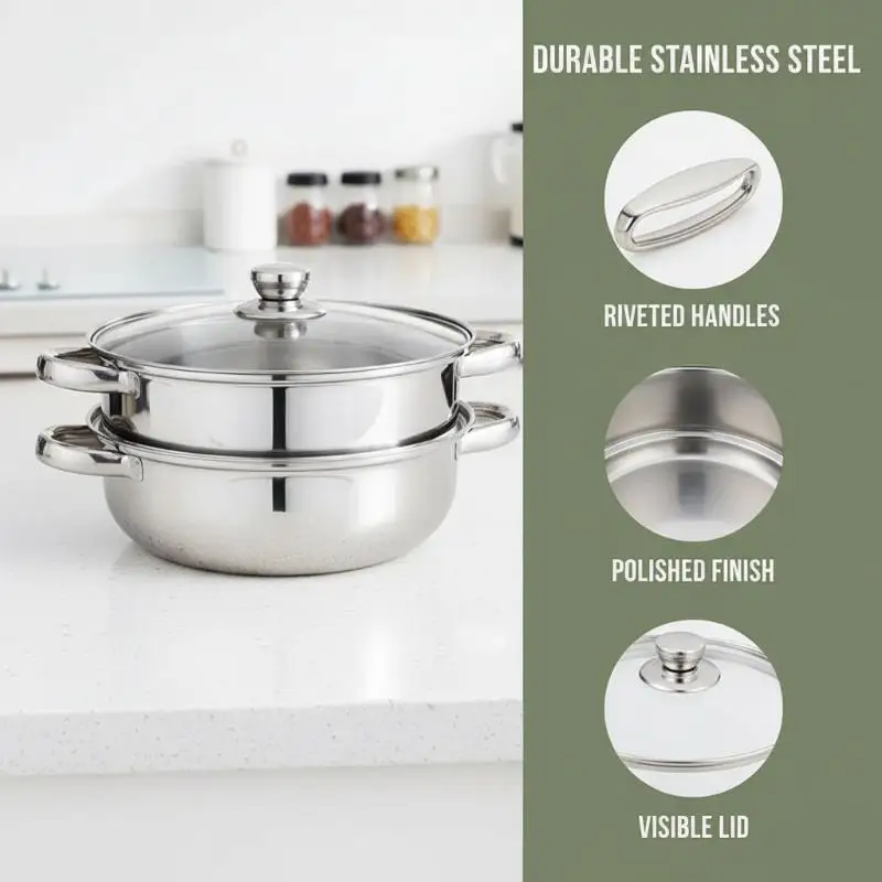 Stainless Steel Single/Double-Layer Steamer Basket Strainer Pot Steaming Grid Thickened Generic Food Steam Rack Home Cooking
