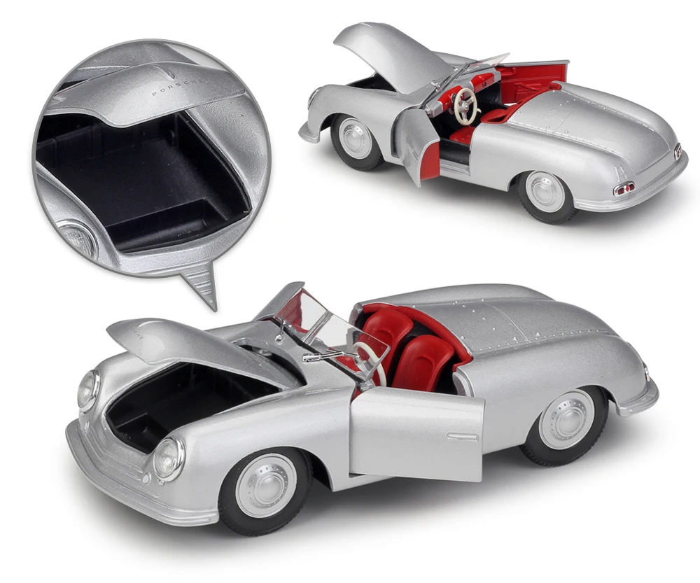 WELLY pressofuso in scala 1:24 modello di auto classico convertibile 1948 Porsche 356 auto sportiva in metallo auto giocattolo in lega per collezione di regali per bambini