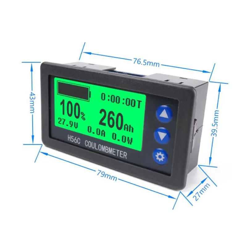 H56C DC 9-100V 200A battery monitor Hall coulomb meter lithium lead-acid battery capacity LCD display