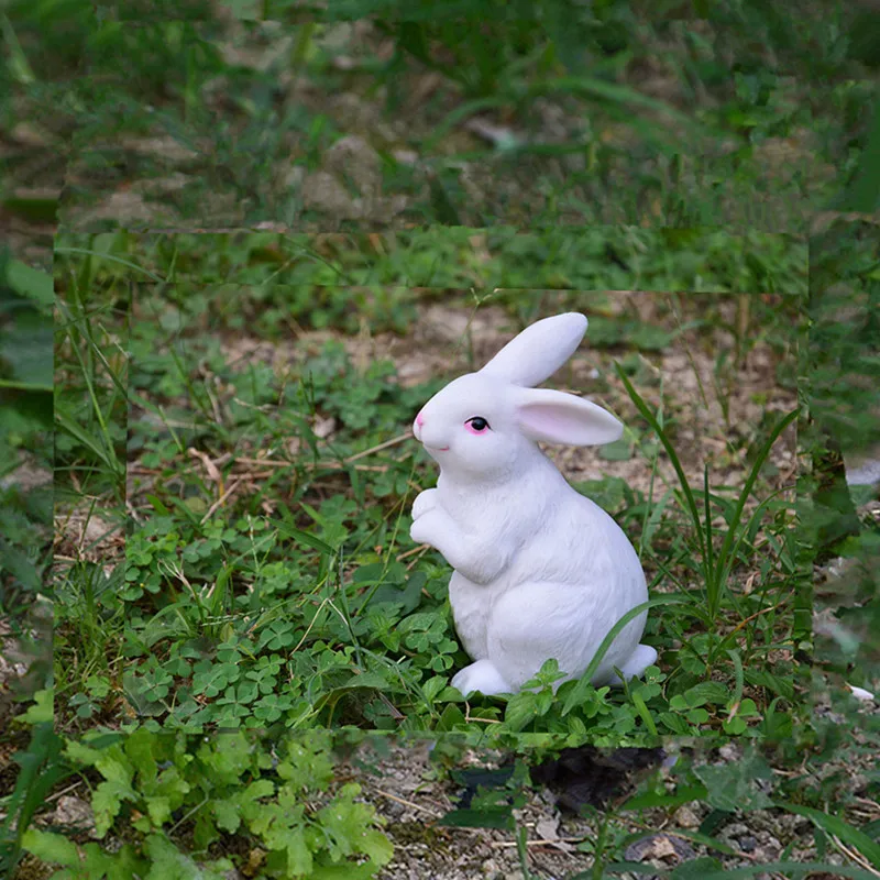 Small Cute Bunny Resin Garden Ornaments Outdoor Animal Rabbits Figurines Owls Garden Statue Ornament