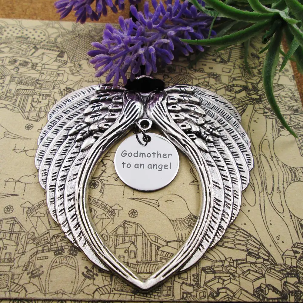 

Godmother To An Angel Wings Rear View Mirror Charm Custom Car Hanging Ornament Car Accessories For Safe & Stylish