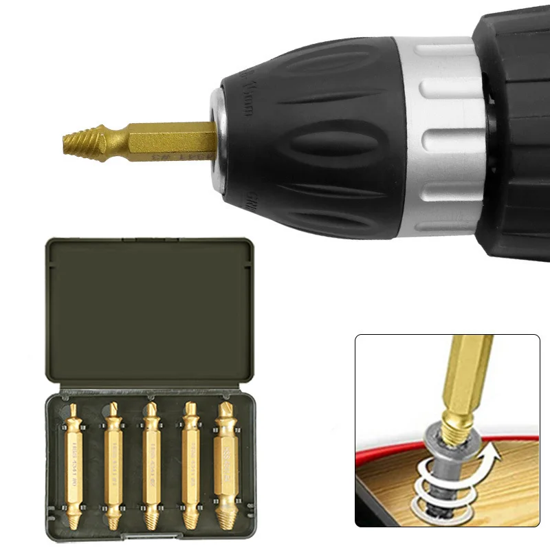 Damaged Screw Extractor Set HSS Drill Bit Stripped Broken Remover Small Easily Quickly Take Out Kit Easy Demolition Power Tools