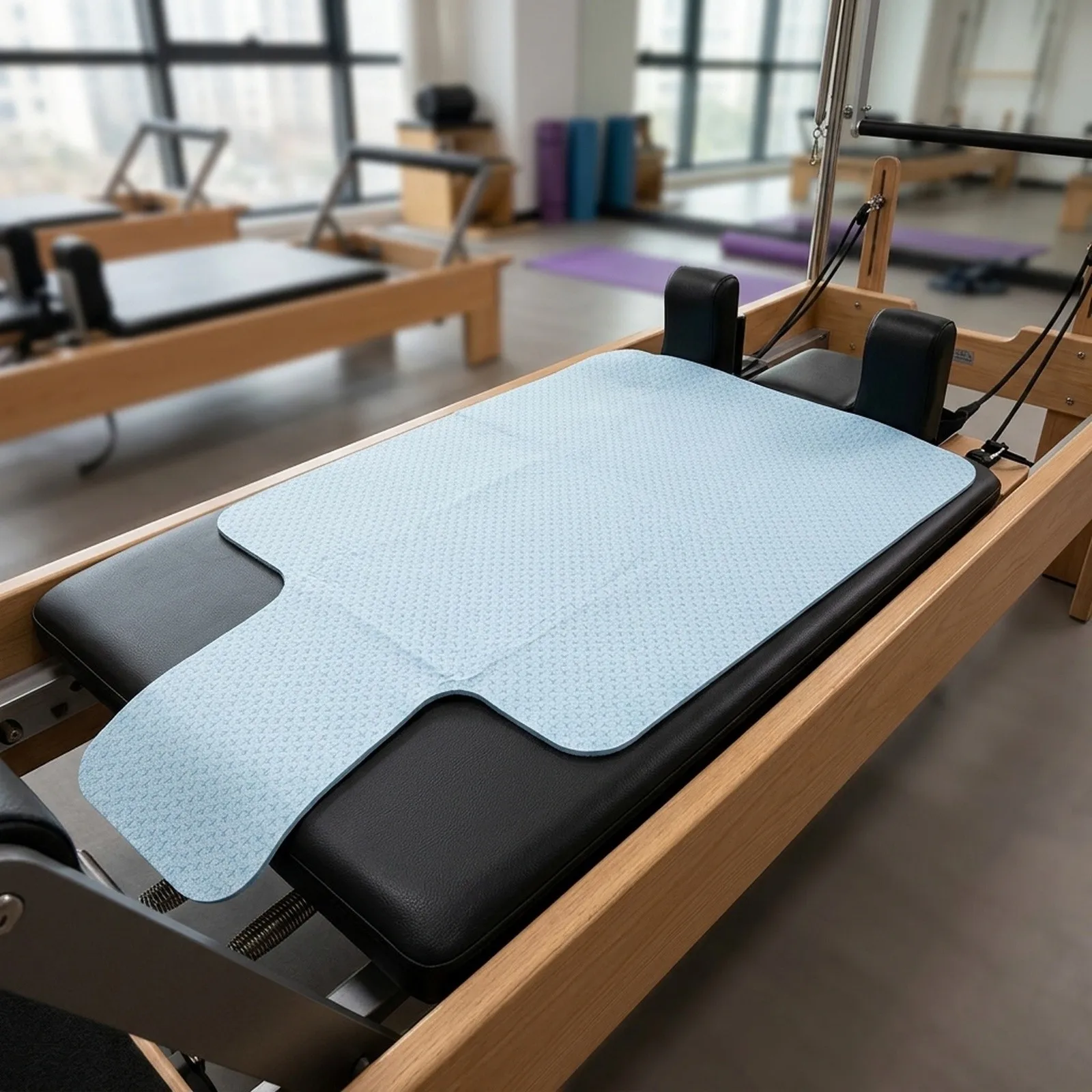Cleanable for Pilates Reformer Mat Built with Artificial Suede Nap and Silicone Materials for Consistent Workout Integrity