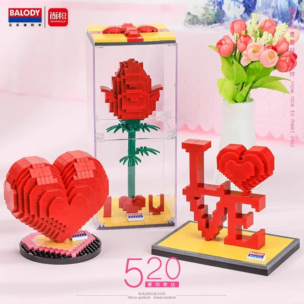 

BALODY модная серия Love Rose красный блок-головоломка оригинальность DIY настольный орнамент эмуляционные коллекционные игрушки подарок на день Святого Валентина