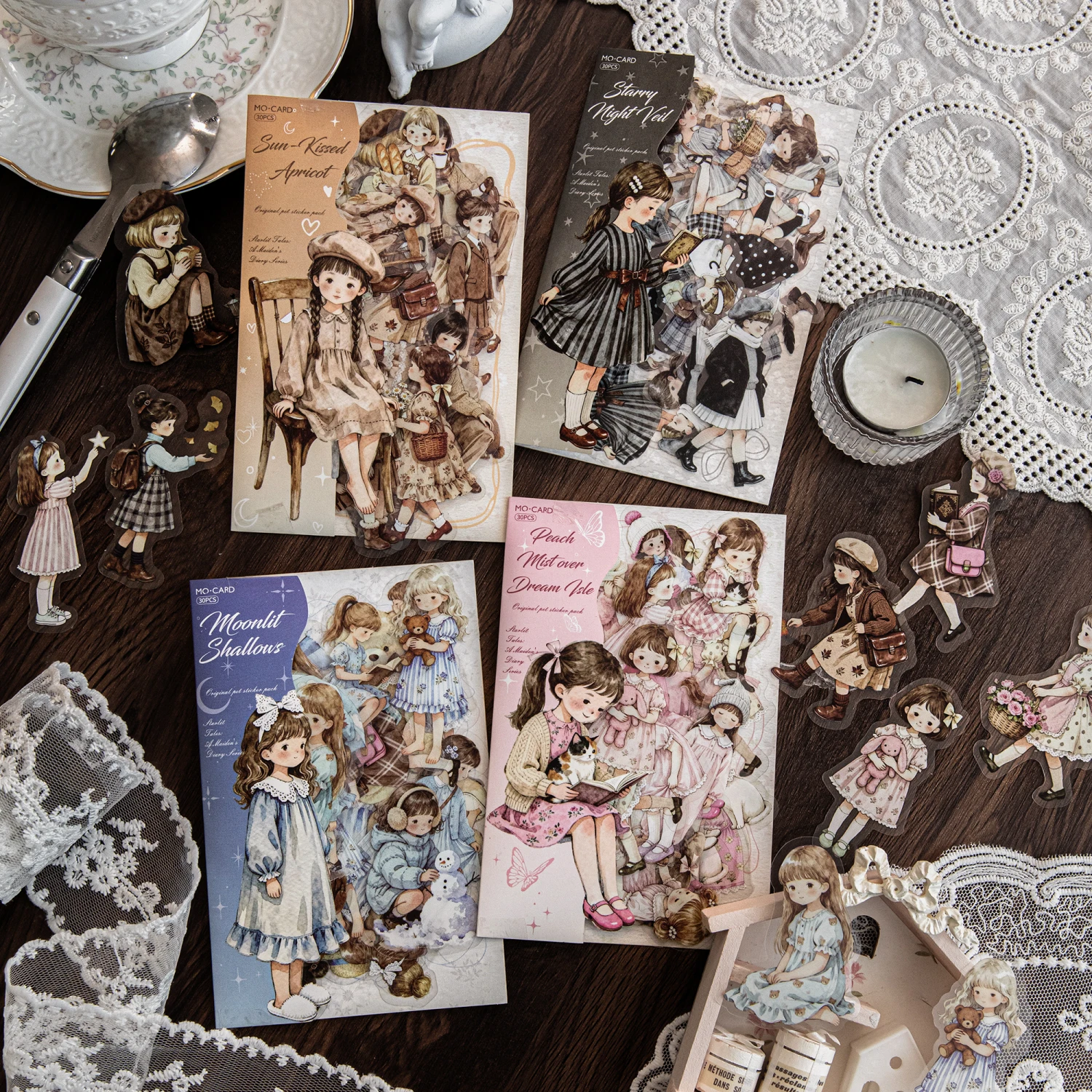 

30pcs A Maiden's Diary Series Stickers Cute Character Decorative Stickers for Journals, Diaries and Scrapbooking Supplies