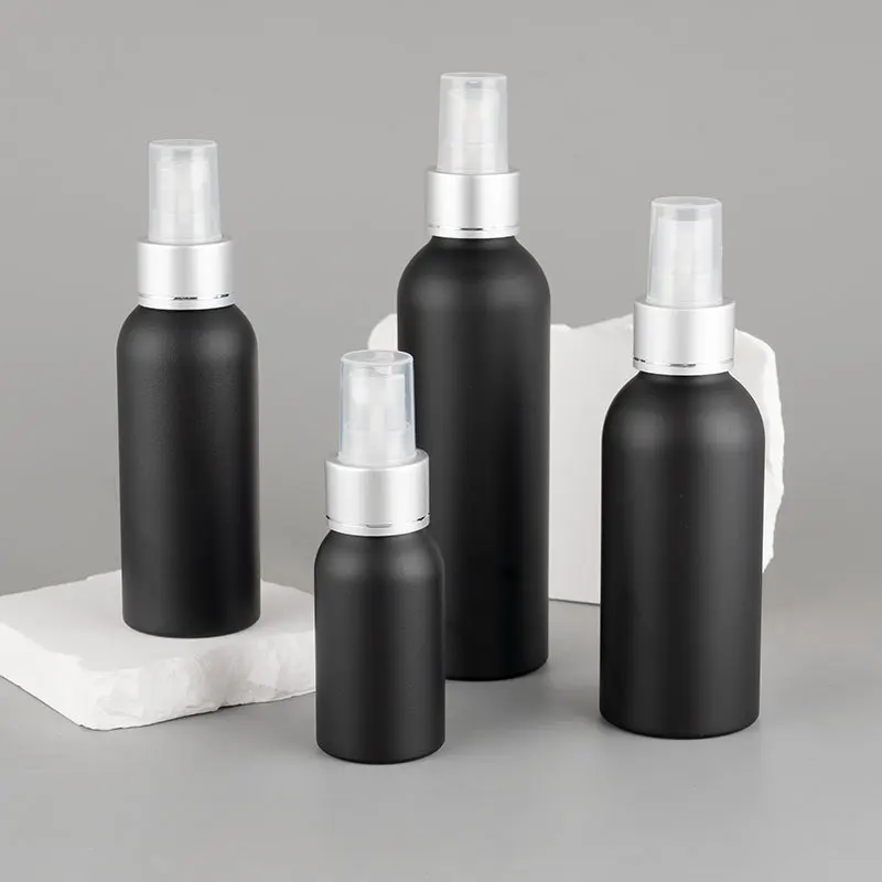 40ml 50ml 100ml 120ml 150ml Aluminum Empty Black Spray Bottle Mini Travel Refillable Perfume Cosmetic Container Sprayer Atomizer