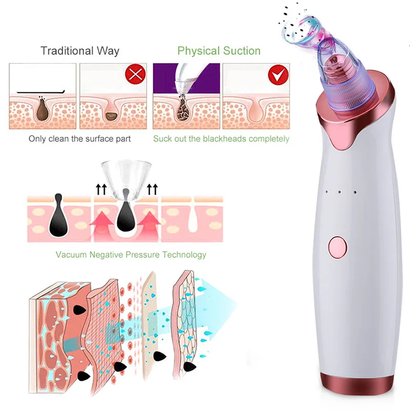 Blackhead Remover Skin Care Pore Vacuum Acne Pimple Removal Vacuum Suction Tool Facial Diamond Dermabrasion Machine Face Clean