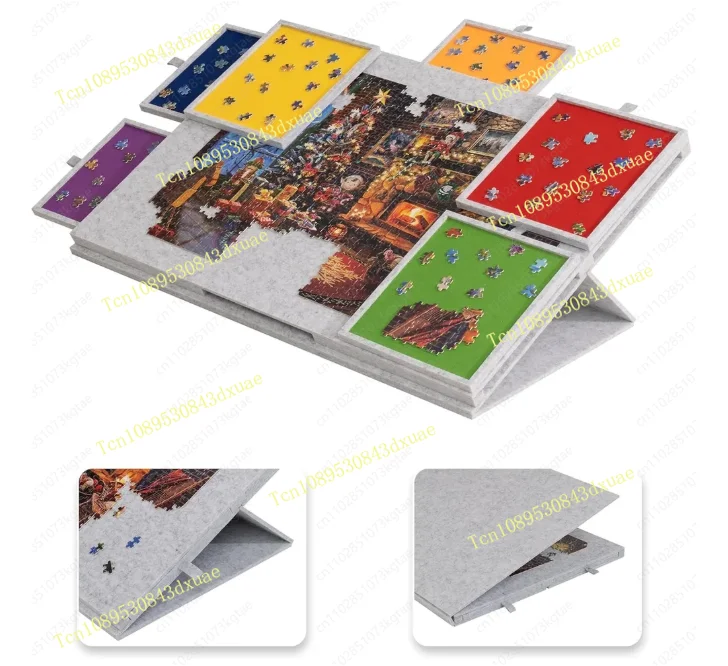 Puzzle Board with Stand, Lid & 6 Drawers, Portable 2000-Piece Jigsaw Table for Adults and Kids, Puzzle Sorting Organizer