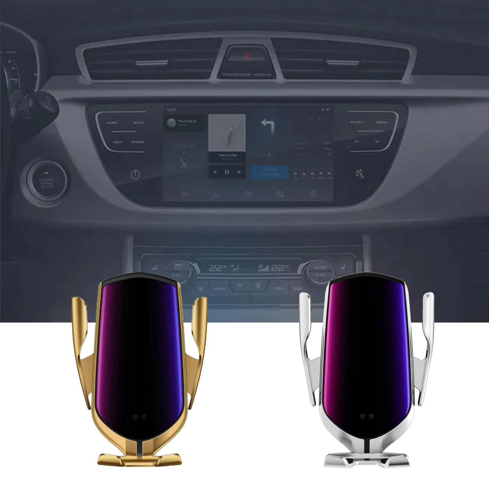 Car Wireless Charger Fast Charging Air Vent Car Phone Mount Auto-Clamping 360 Degree Rotating Phone Bracket Stand