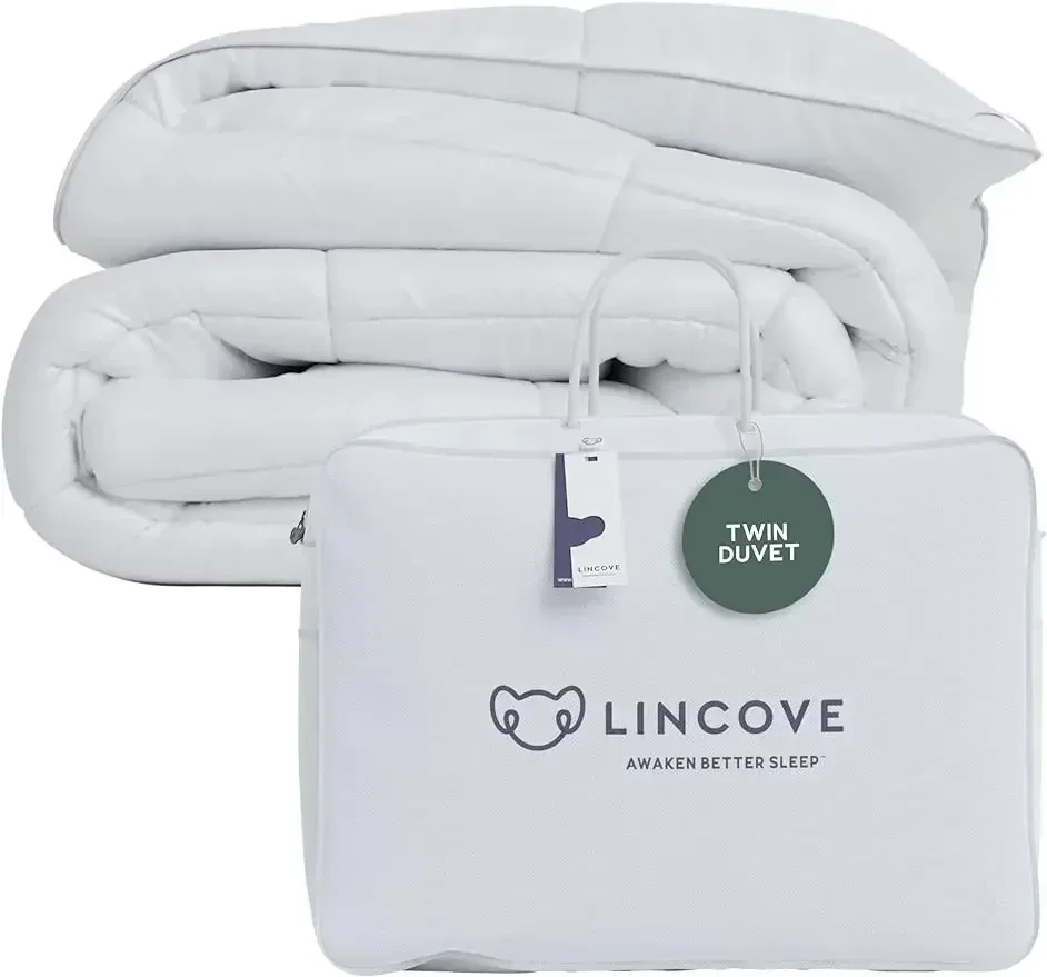 Lincove-Canadian Down Comforter, All Season, Warmth Duvet Insert, Corner Loops in Each Corner, 600 Thread Count, 100% Cotton