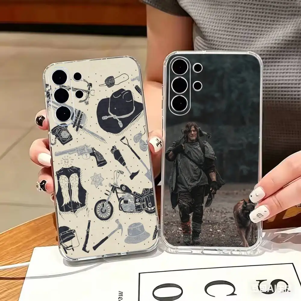 W-Walkings D-Dead Daryl Dixon  Transparent TPU Shockproof Protection Phone Case For Samsung S 25,24,23,22,30,21,10,9,Ultra,Plus,