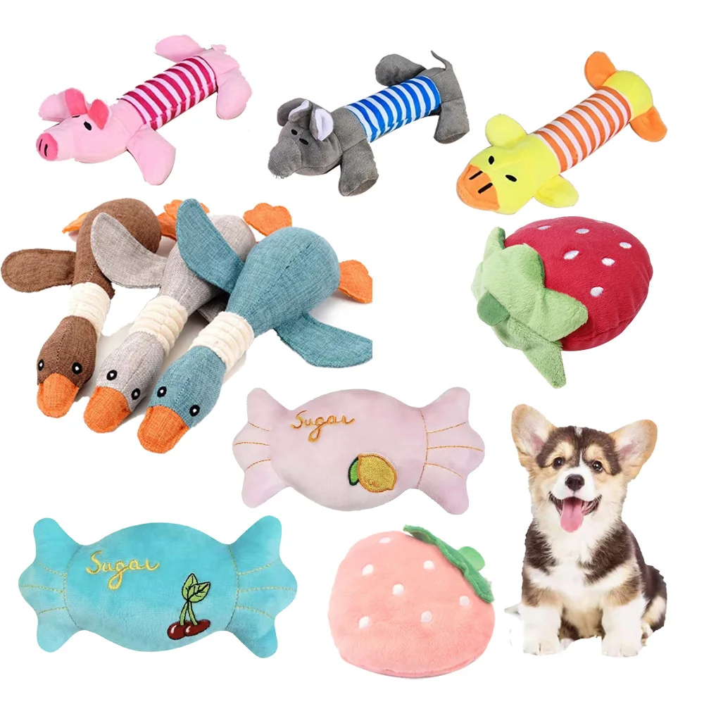 1/10 Uds. De juguetes para perros, fresa, caramelo, elefante, pato, seguro y duradero, juguetes para masticar para perros, resistente, limpieza Molar de dientes para cachorros