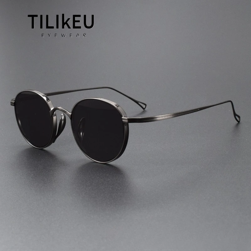 

New Quality Pure Titanium Ultra-Light Retro Sunglasses Trendy Luxury Unisex Driving Night Vision Shades UV400 Fishing Sunglasses