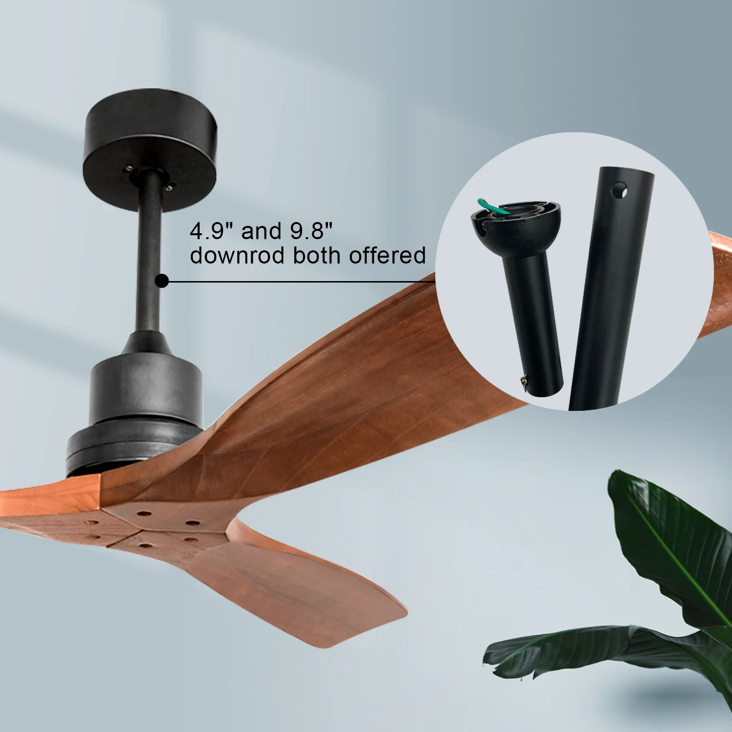 Ventilateur silencieux avec télécommande de 52 pouces, pales en bois, moteur électrique silencieux, ventilateur de plafond à courant continu