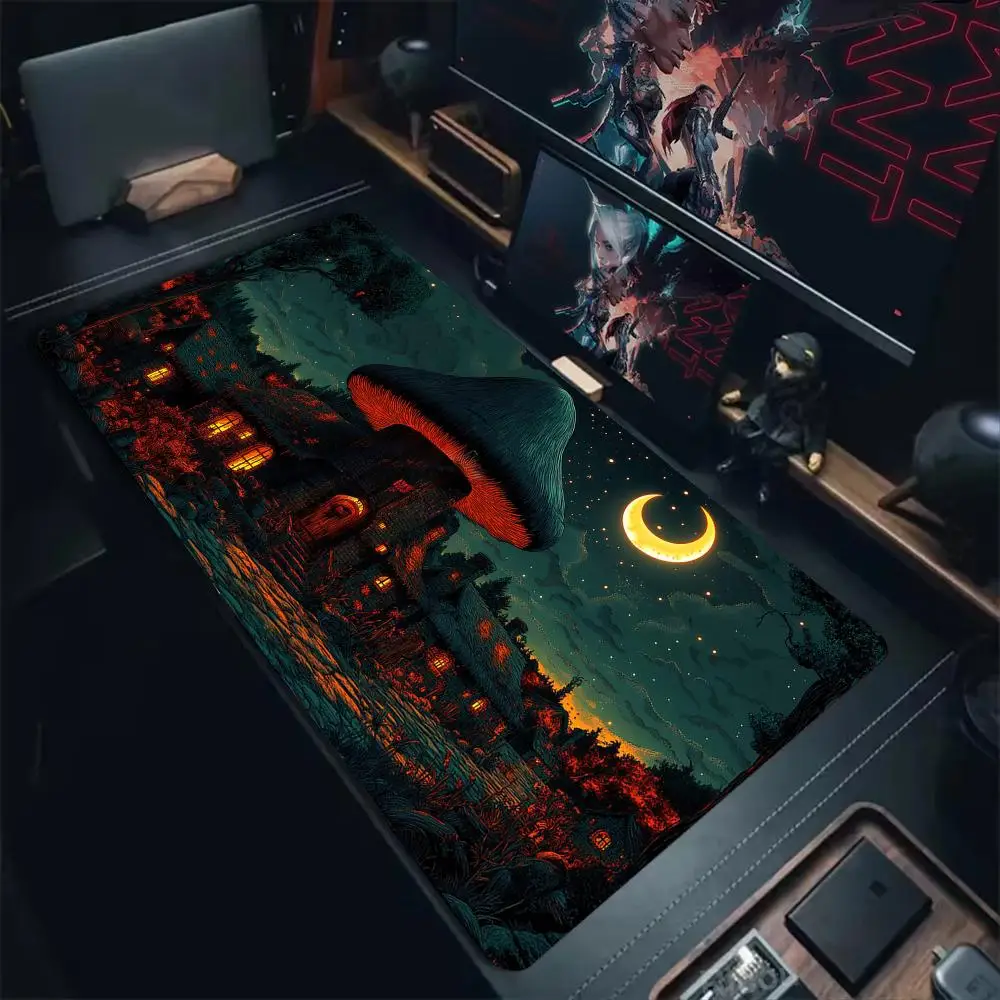 Mushroom Hut anime Muismat bureaumat gamingmatten XXL muismat gamer pc accessoires rubber antislip geschikt voor werk en spel