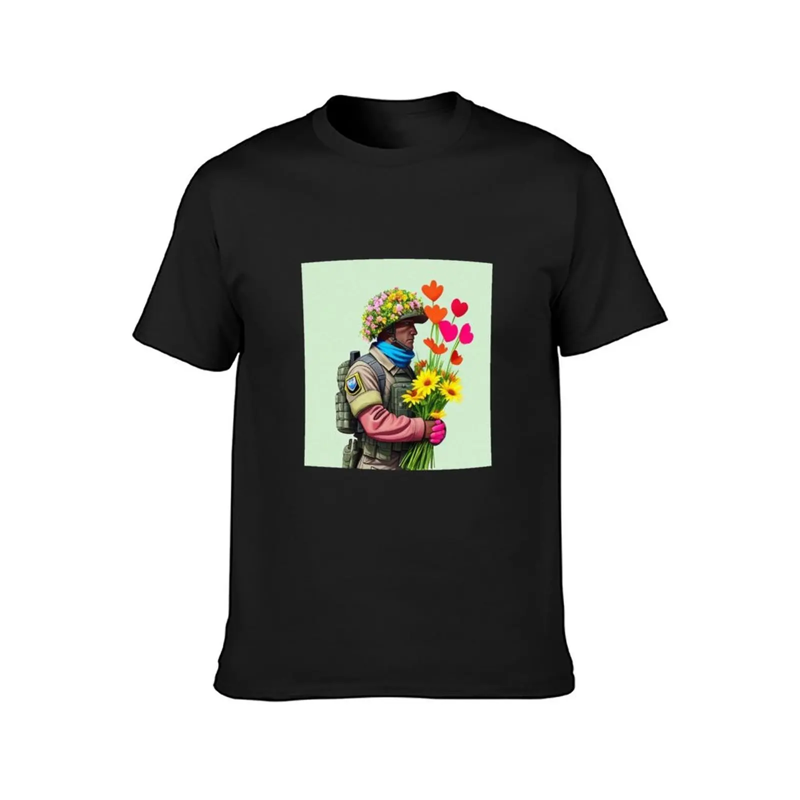 Flowers instead of weapons T-Shirt cute clothes for a boy mens workout shirts