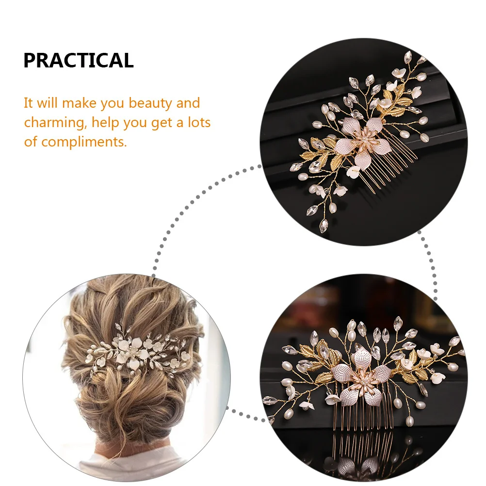 

Pearl Hair Comb Wedding Bridal Headpiece Delicate Flower Accessory for Bride Bridesmaid Party Gift Bride Hair Comb