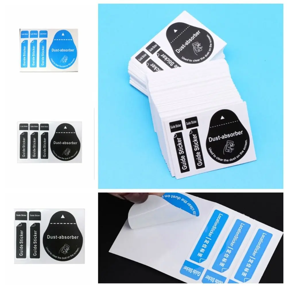 

50PCS PVC Cellphone Screen Dust Absorber Dust Removal Cleaning Tablet Screen Dedust Sticker Blue Black 2 in 1