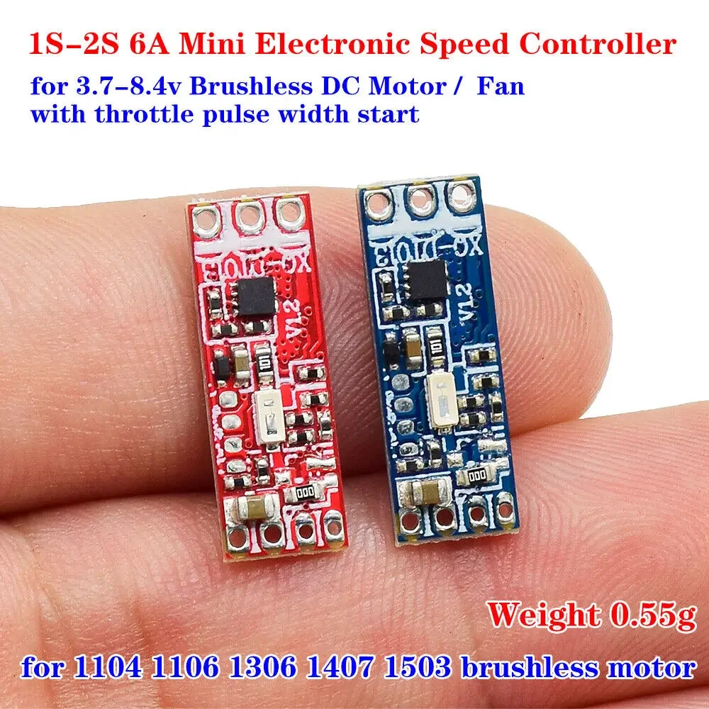 1S-2S 6A DC 3.7V-8.4V Mini Brushless Motor Electronic Speed Controller for RC Drone Fan Airplane