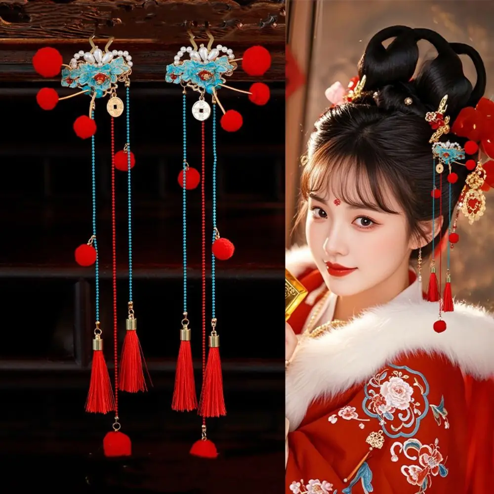 Chinese Style Ancient Hair Stick Classical Pearl Tang Dynasty Hairpin Tassel Hair Comb Hanfu Headwear Cheongsam Accessories