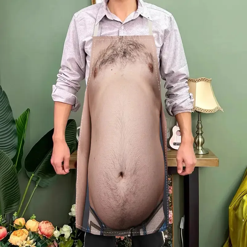 Humorous Printed Apron Featuring a Realistic Beer Belly Design, Perfect for Cooking, Brewing, And Parties. This Lightweight And