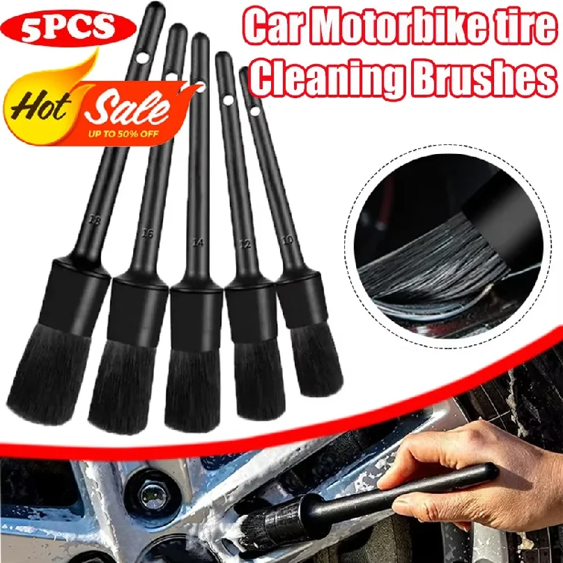 1 Set Motorcycle Tire Cleaning Brushes Practical Black Round Air Conditioner Vent Dusting Brush Auto Clean Tools Accessories