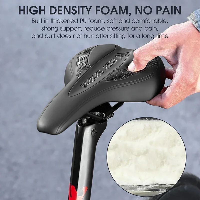 WEST BIKING Road Bike Cycling Saddle Non-Slip PU Leather Bicycle Saddle MTB Comfortable Foam Shock Absorption Seat Cushion