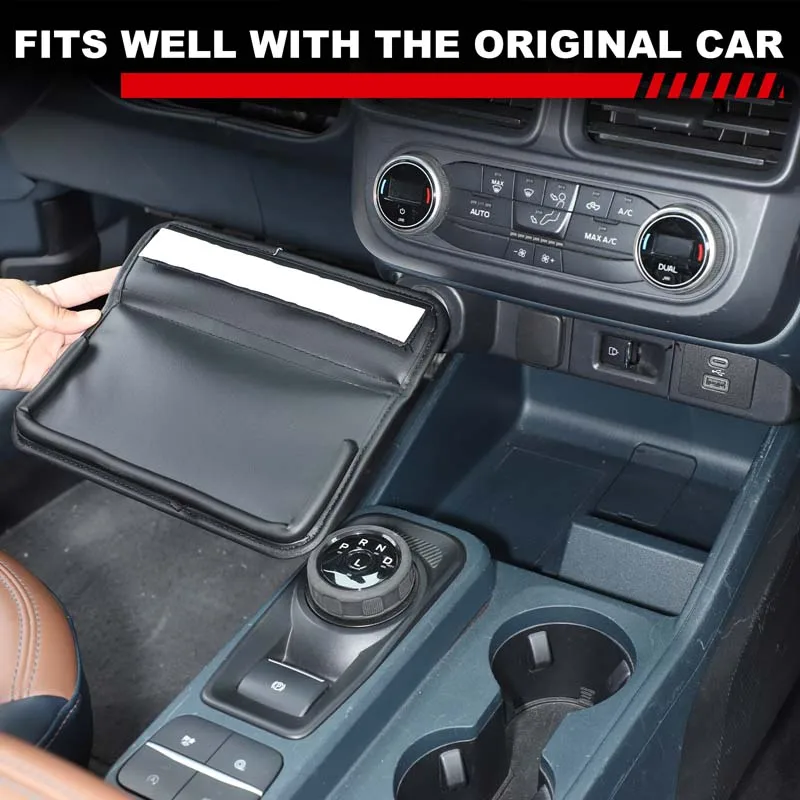 

For Ford Maverick 2022-2026 PU Leather Black Car Center Console Storage Slot Cover Interior Car Accessories