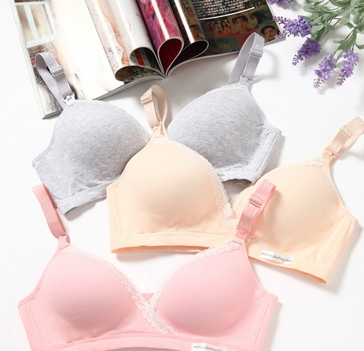 Soutien-gorge d'allaitement sans fil en coton pour femmes enceintes, sous-vêtements de sommeil maternel