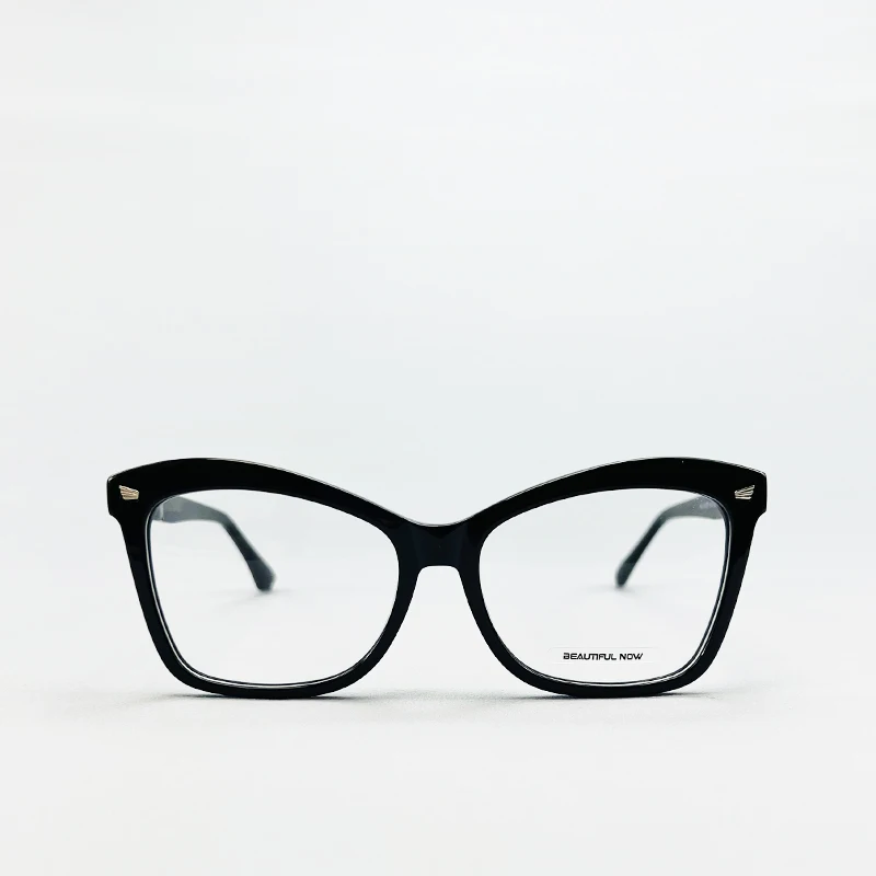 BEAUTIFUL NOW Monturas de anteojos con estampado de leopardo de acetato de gran tamaño y elegantes para lentes personalizadas graduadas