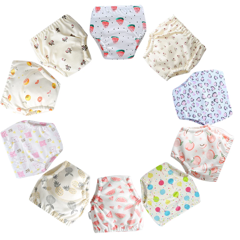 

10 шт./лот, тренировочные штаны для новорожденных, хлопковые тонкие летние детские шорты, моющиеся тканевые подгузники для мальчиков и девочек, многоразовые подгузники, трусики для младенцев