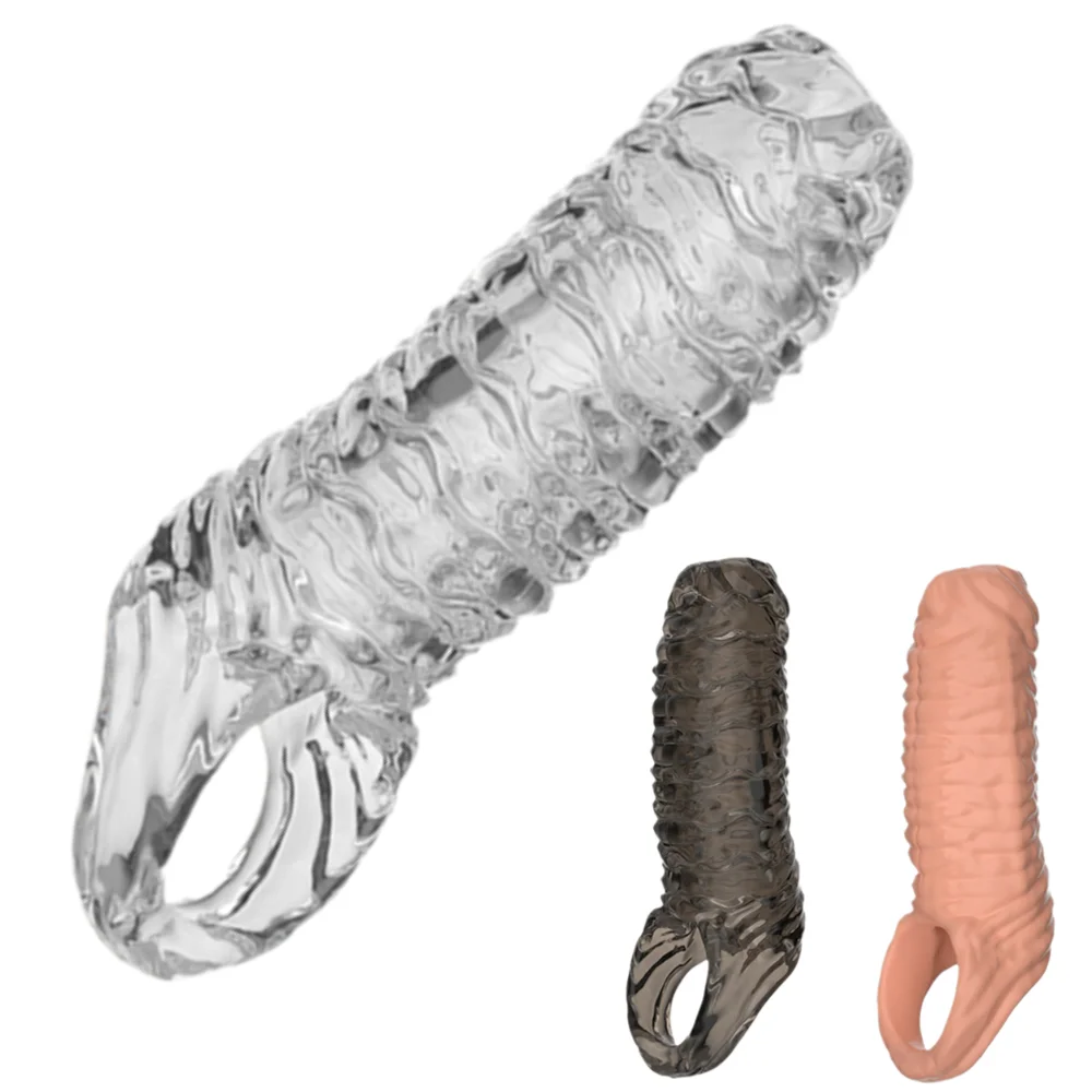 Silicone Men Penis Masturbator Cup Male Cock Sleeve Delay Ejaculation Dick Enlargement Rings Reusable Condom Sex Toys For Adults