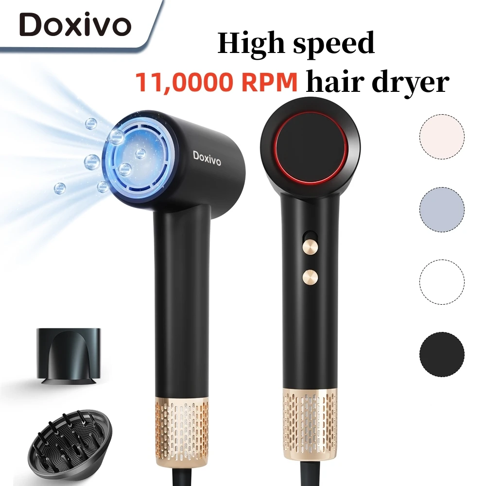 Doxivo HighSpeed Hair Dryer 110000 RPM With Diffuser 1500W Professional Negative Ion Ultra Silent Temperature control Home Salon