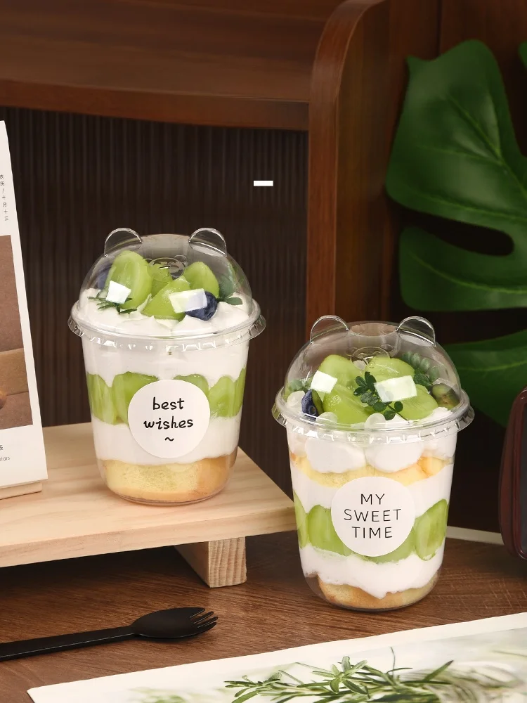 Vaso Boba en Forma de U de 360ml para Oreo, Postres, Frutas, Pasteles, Bebidas Dulces, Contenedor para Cocina, Repostería y Caja de Embalaje DIY