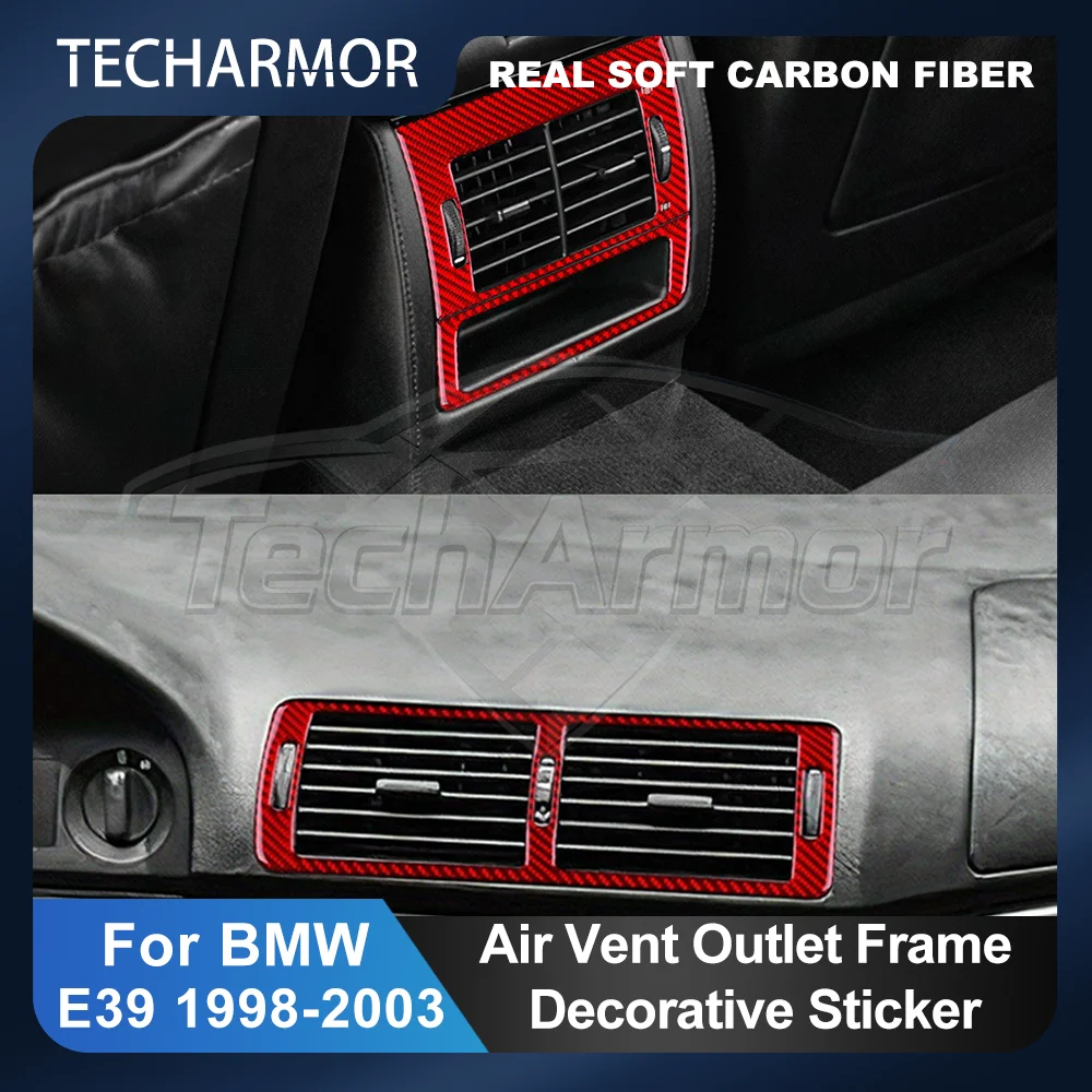 Carbon Fiber Center Console Air Vent Outlet Frame Sticker For BMW E39 1998-2003 Car Central Control Panel Air-conditioning Trim