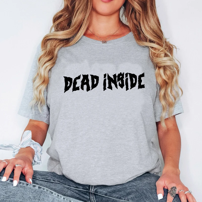 Dead Inside Pastel Goth Clothes Harajuku Women T Shirts Cotton Loose Graphic Tee Inspired Boho Gothic Tshirt Vintage Black Tops