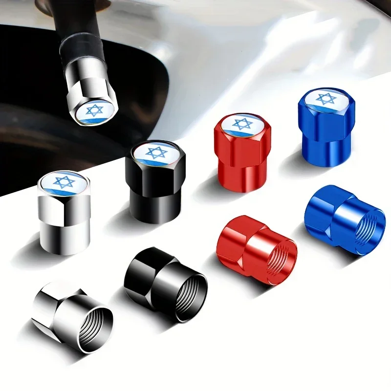 4PCS Israel Flag Car Wheel Tire Valve Caps Tyre Stem For Jaguar XF XJ XE XK F-Type X-Type F-Pace I-Pace E-Pace XKR XFL XJS