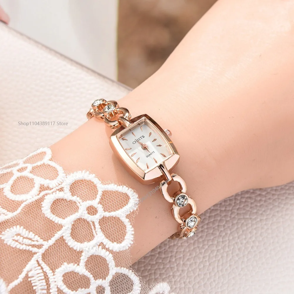 Minimalist Square Dial Chain Strap Delicate High-Value Vintage Quartz Watch for Teenage Girls and Young Women 시계