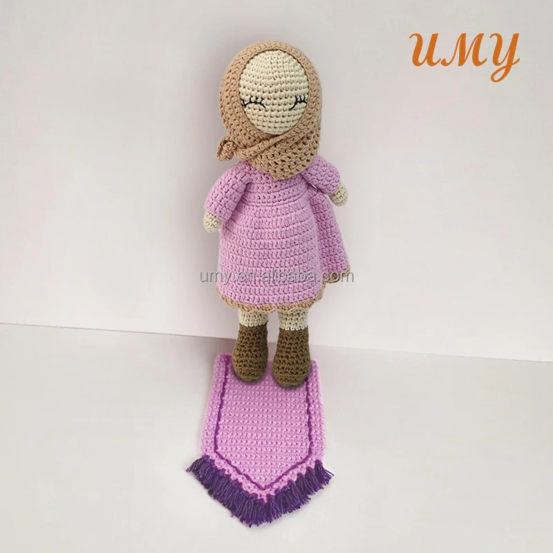 Eid Al-Adha Ramadan Gift Set Cotton Knit Baby American Girl Crochet Muslim Hijab Doll Clothes Amigurumi Toy For Kids